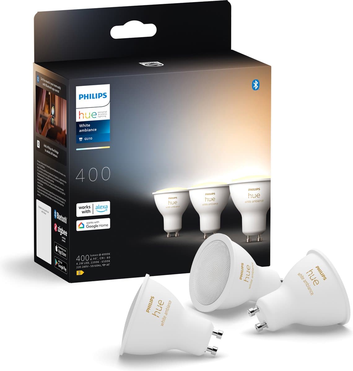 Philips Hue White Ambiance GU10 3-pack