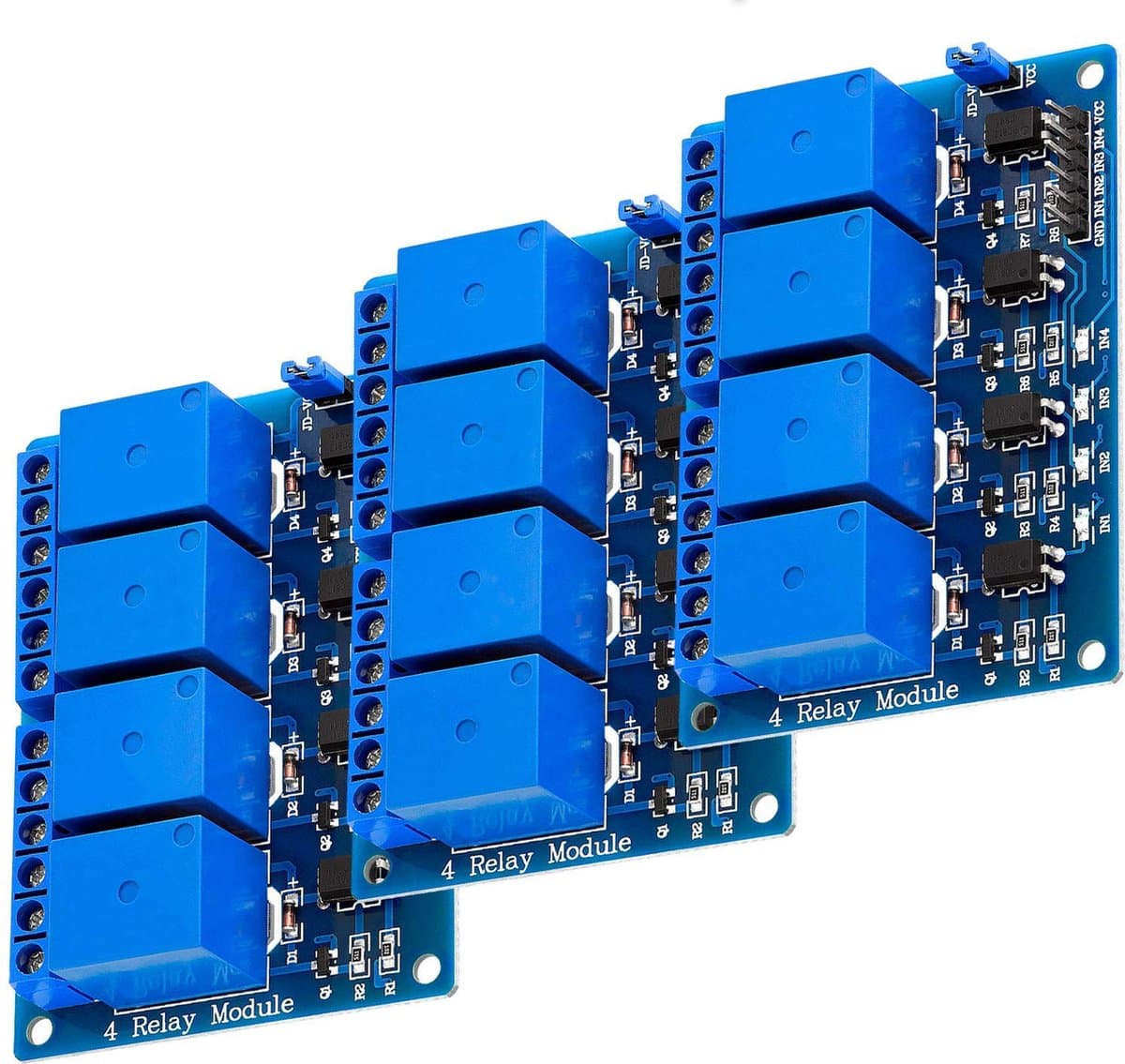 AZDelivery 3 x 4-Relay Module 5V met Optocoupler Low-Level Trigger compatibel met Arduino Inclusief E-Book!