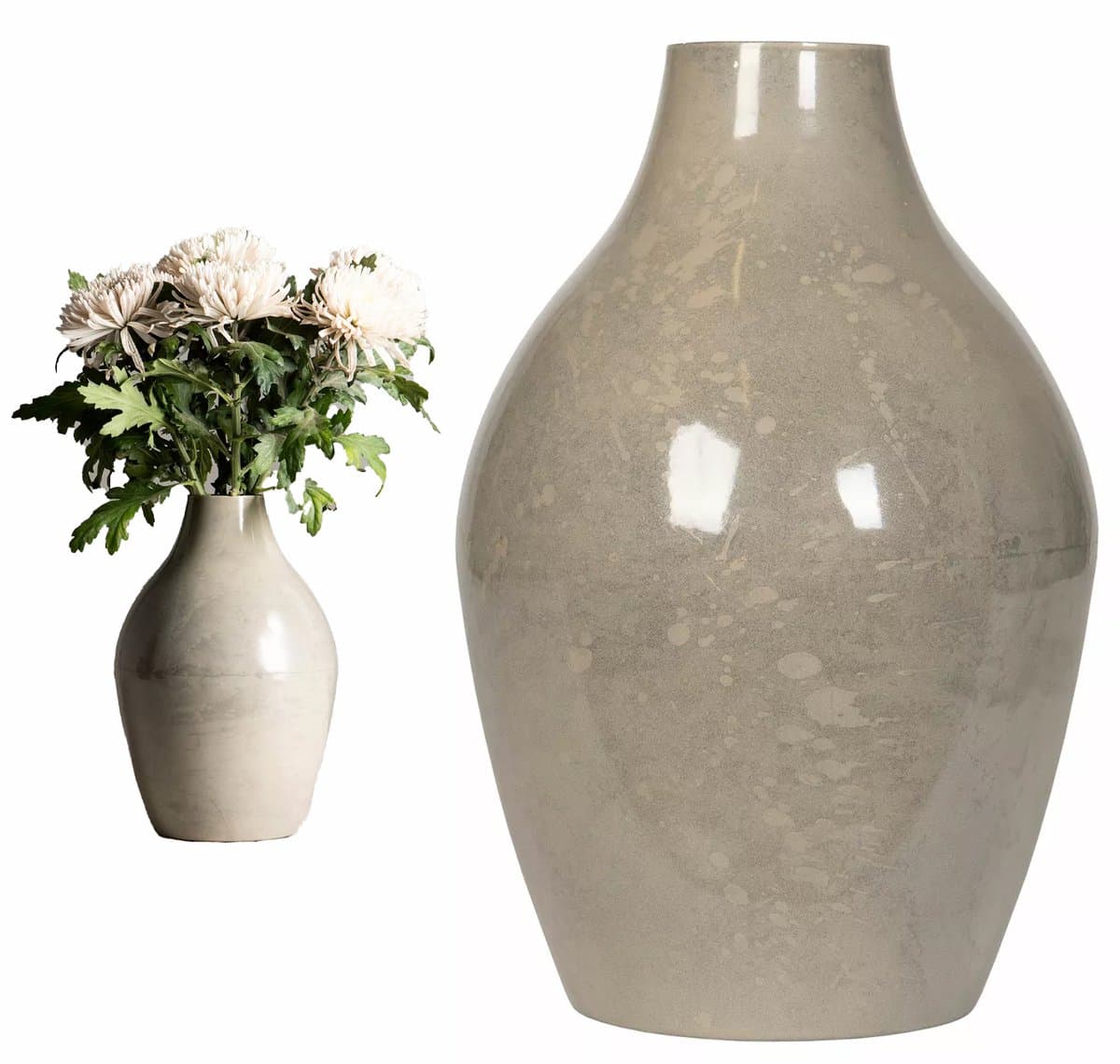 Grote Grijze Metalen Vaas 32cm - Scandinavisch Design