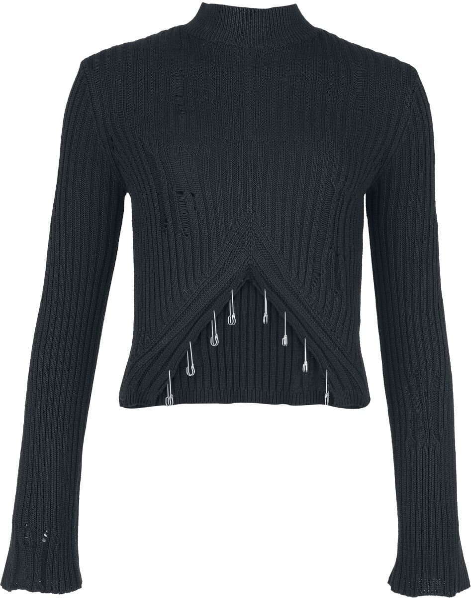 Gothicana Zwarte trui met metalen details - Dames - S