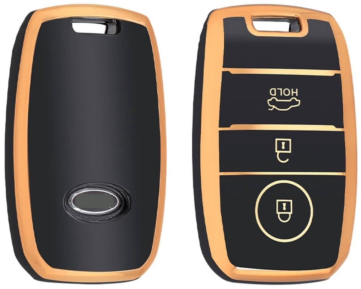 Autosleutel Hoesje geschikt voor Kia - Sleutelcover - TPU Cover Sleutelhoes - Accessoires - goud