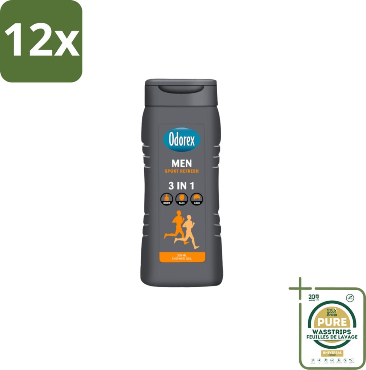 Odorex – Douchegel – For Men Sport Refresh – 300 ml - Voordeelverpakking - 12 stuks - Frisse douchegel - Citrusgeur