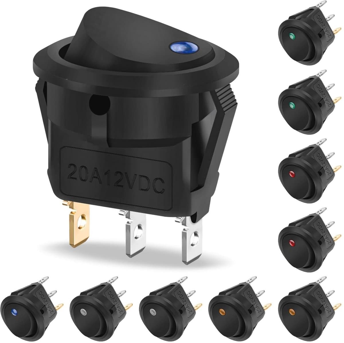 10 stuks 12V DC tuimelschakelaars met LED verlichting - voor auto, boot en huishoudelijke apparaten