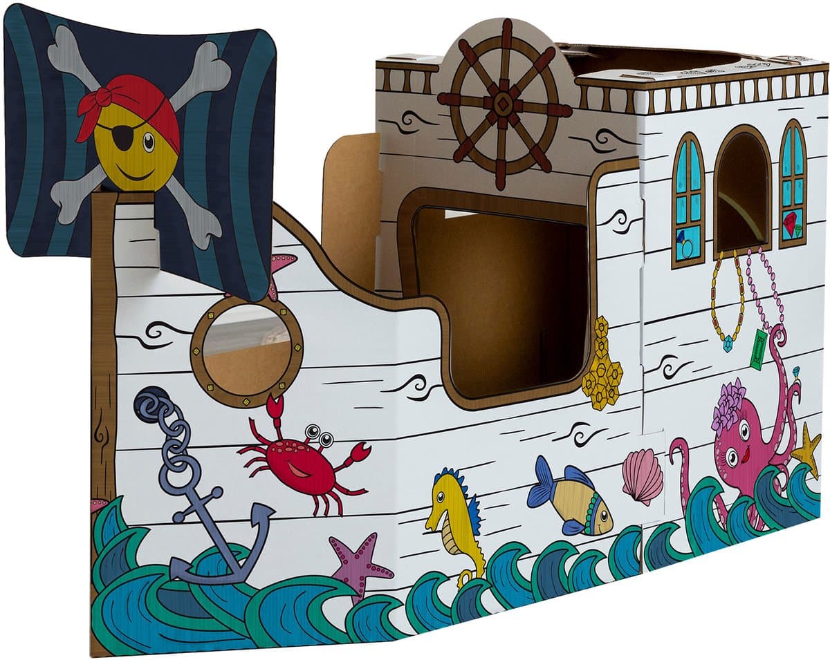 Bankers Box Play - Speelhuis stevig karton - Piratenschip - Inkleurbaar