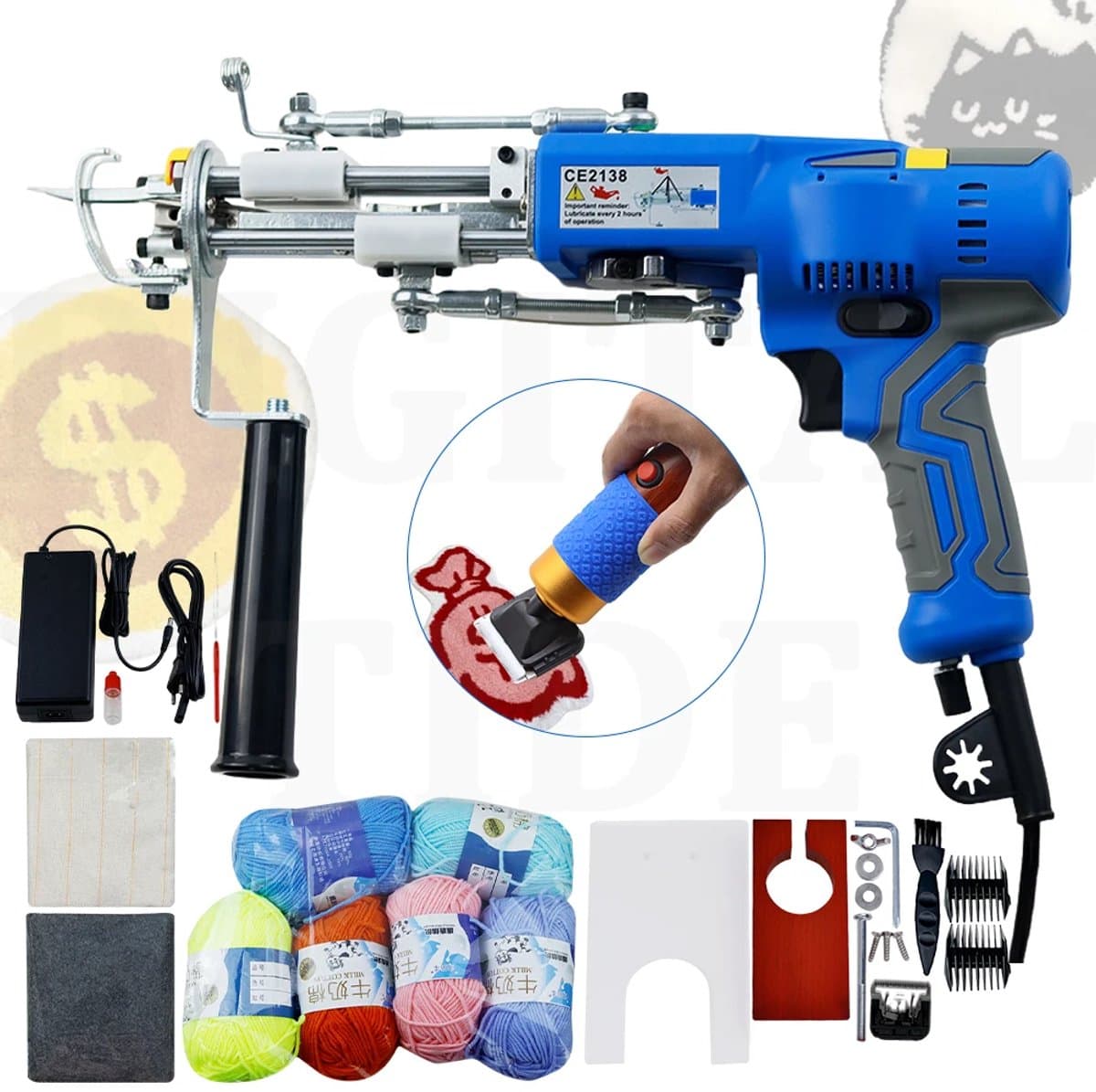 Fubzz Elektrische Tuftmachine - 2 In 1 Tuftpistool - Tapijt Weefmachine - Borstelloze Motor Met Instelbare Snelheid - Voor Gesneden En Loop Tapijt