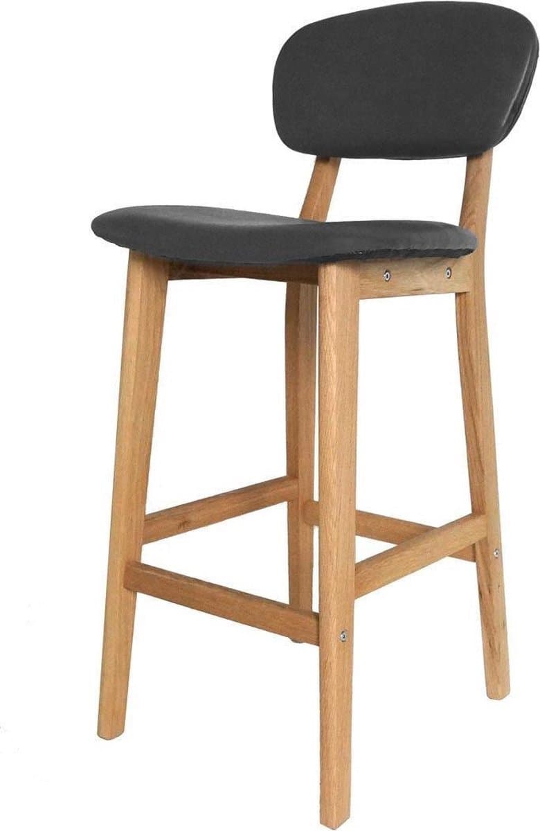 Essence Wood houten barkruk met kunstleren zitting - 65 cm