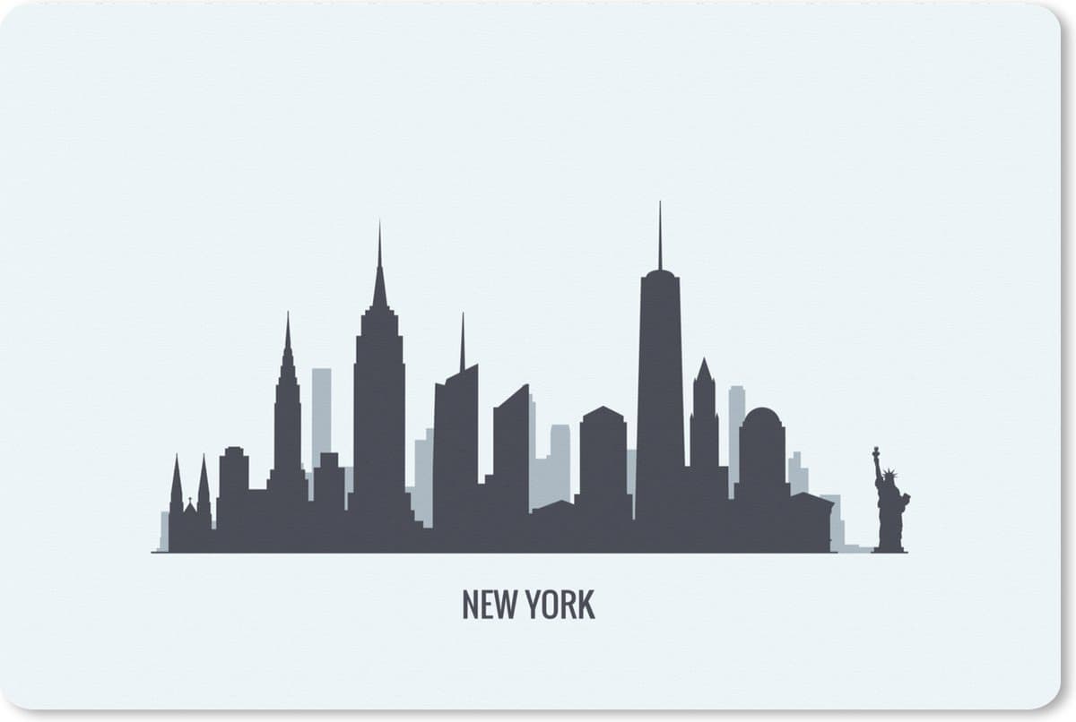 Muismat XXL 120x80 cm - Bureau onderlegger - Bureau mat New York - Skyline - Zwart - Wit - Bureaumat - Gaming mousepad xl - Bureaulegger groot - Computer deskmat