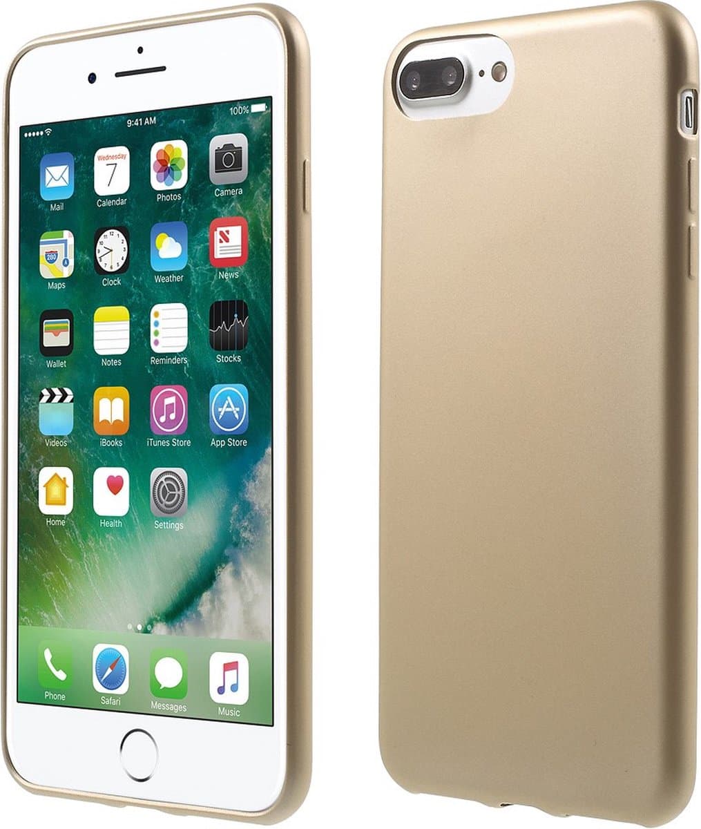 Peachy Gouden hoesje geschikt voor iPhone 7 Plus 8 Plus hard cover Golden case