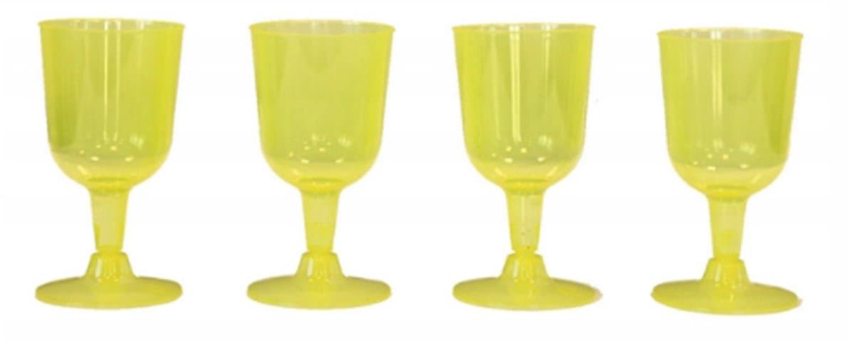 Excellent Houseware Wijnglazen - 4x - geel - kunststof - 160ml - herbruikbaar wijnglas