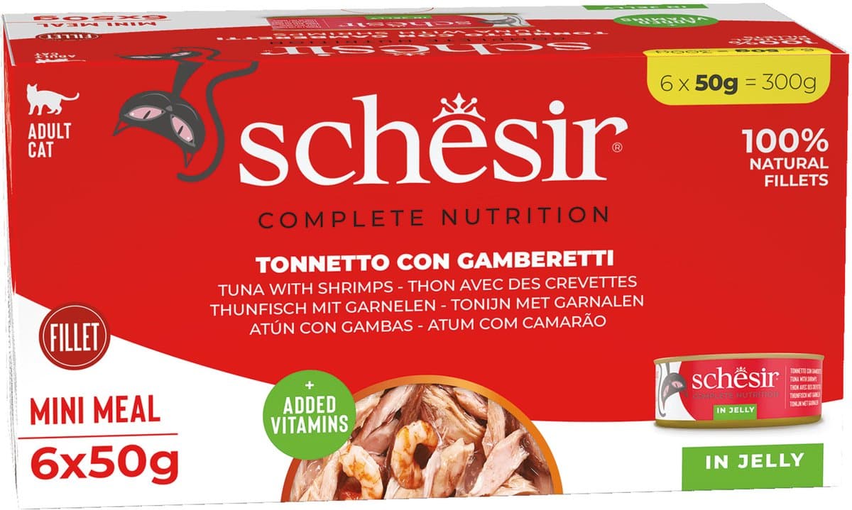 Schesir Kattenvoer Tonijn - Garnaal - 6 x 50 gr