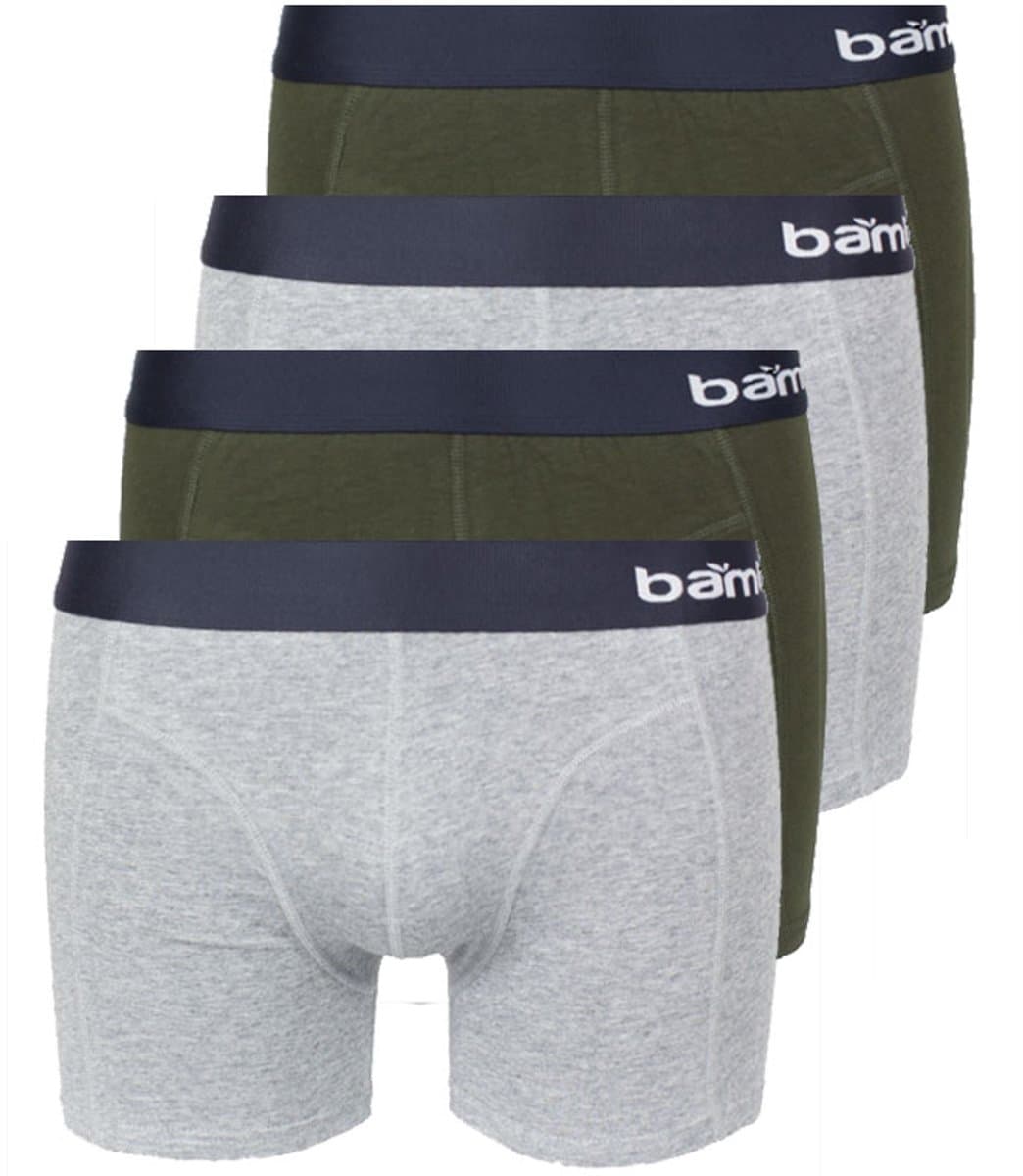Apollo bamboo heren boxershorts - maat XL - 4-pack - grijs/army
