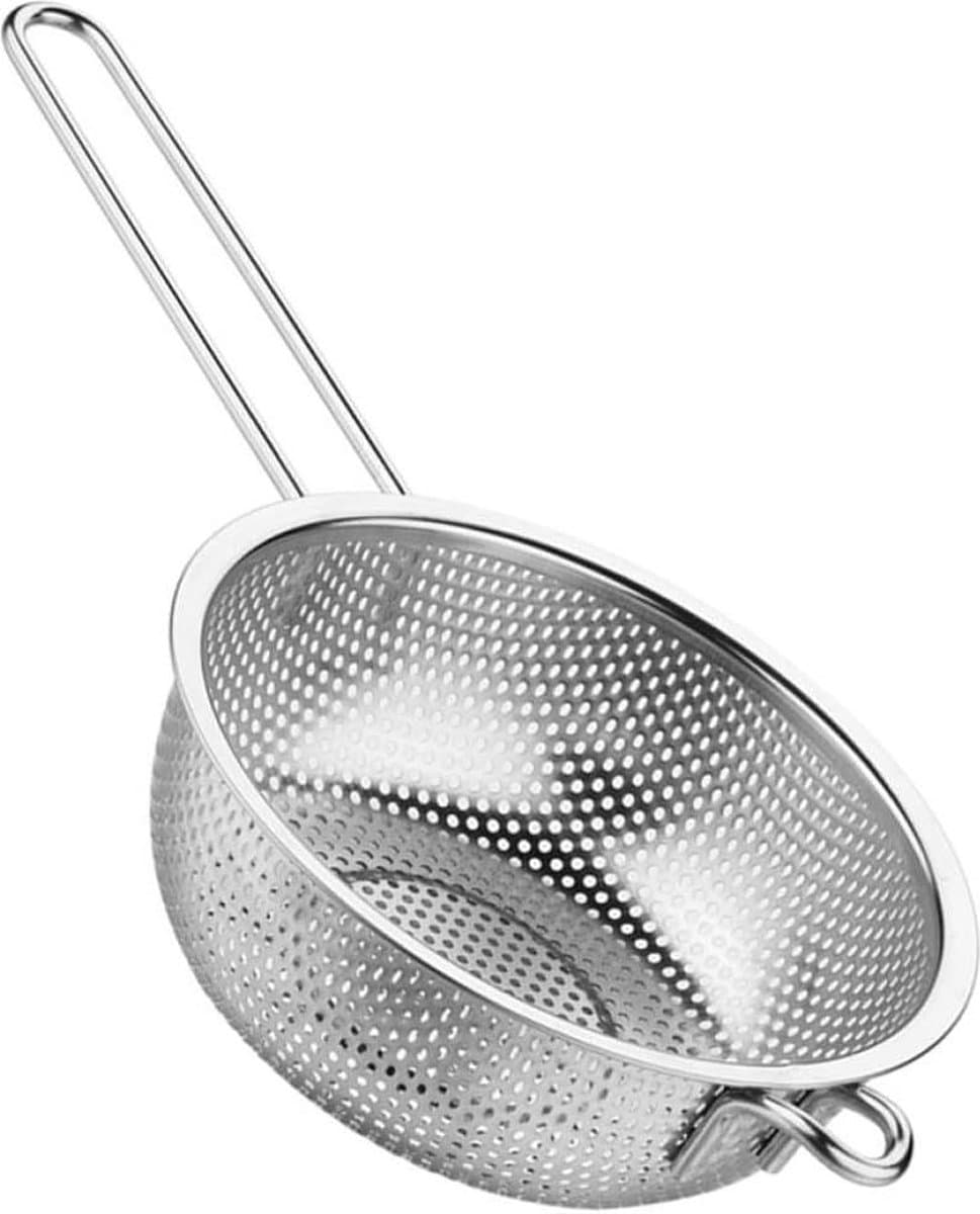 Groentezeef met handvat - Fijne metalen keukenzeef van roestvrij staal met fijn mesh