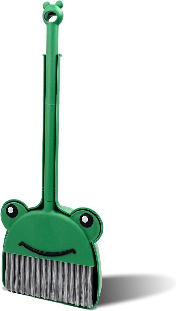 Bezem stofzuigerset voor kinderen - Mini-reinigingsset groene kikker