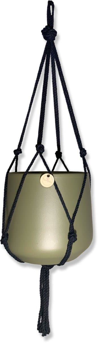 Minimalistische Plantenhanger - Kies kleur en lengte - Zwart - 60 cm lang - Katoenkoord - Geschikt voor Pot met Diameter t/m 15 cm - Handgemaakt in ons Macramé Atelier - Prijs per Stuk - Let op: Exclusief Pot - Inclusief Verzendkosten