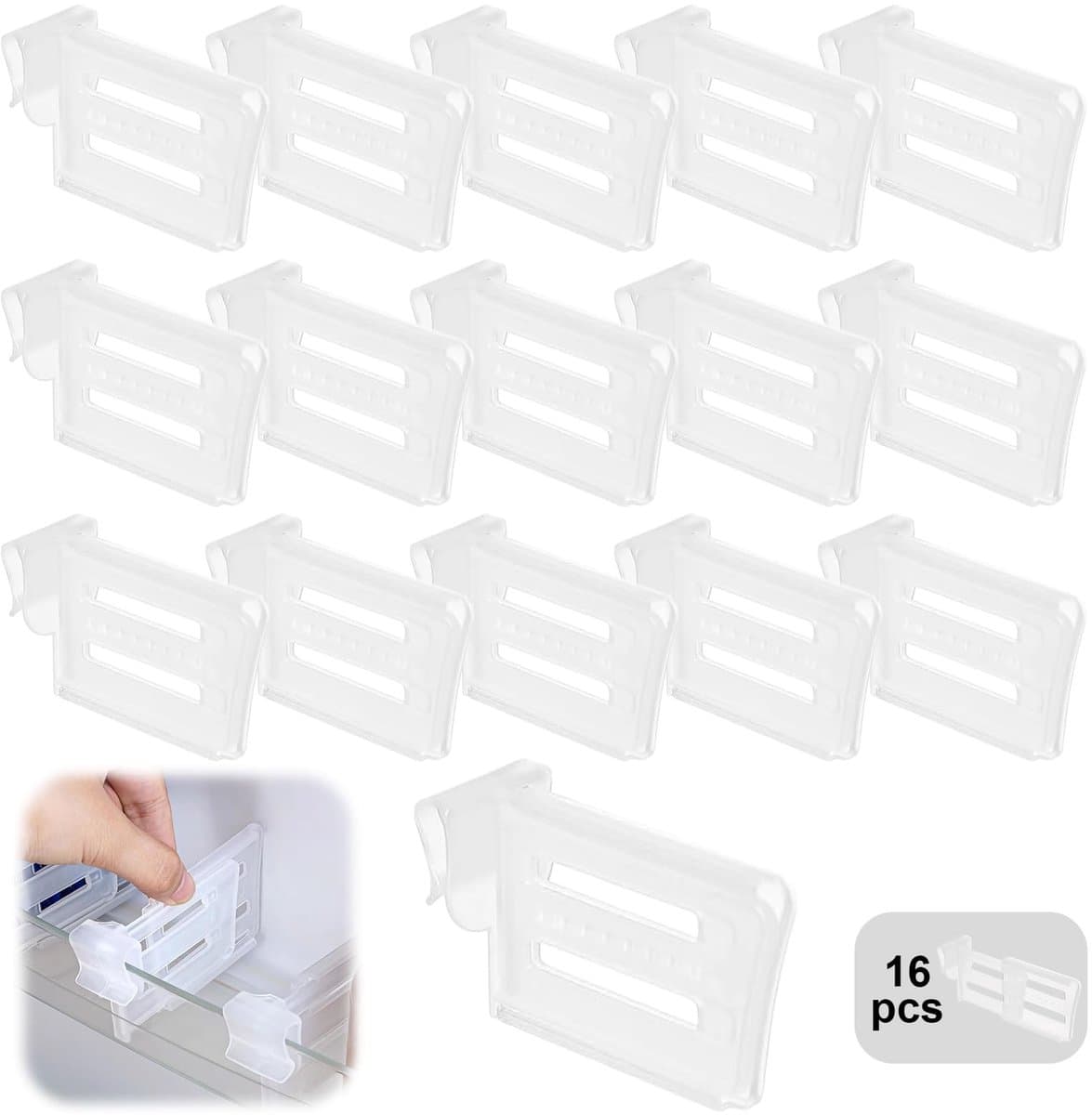 Dailygoods- Koelkast Divider 16 Stuks - Verstelbare Organizer - Duurzaam PP Materiaal - Multifunctionele Compartiment Clips - Ruimtebesparend - Stabiliteitsclips