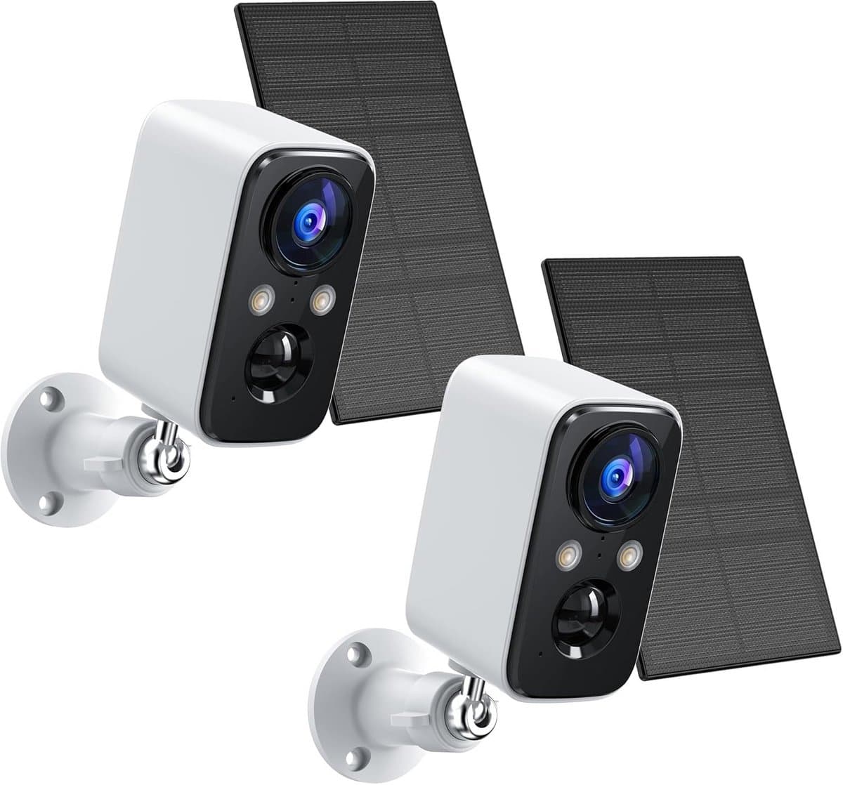 Beveiligingscamera Draadloos - Outdoor Camera - Huisbewaking - Opladen op Zonne-energie - 1080P FHD - Wit