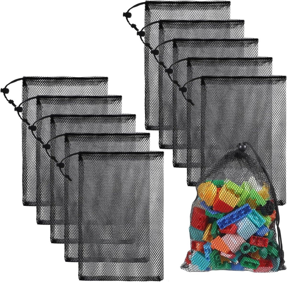 10 Stuks 20x30cm Nylon Mesh Tassen met Trekkoord - Delicate Waszakken voor Wasmachine, Ideaal voor Sportuitrusting en Meerdere Toepassingen