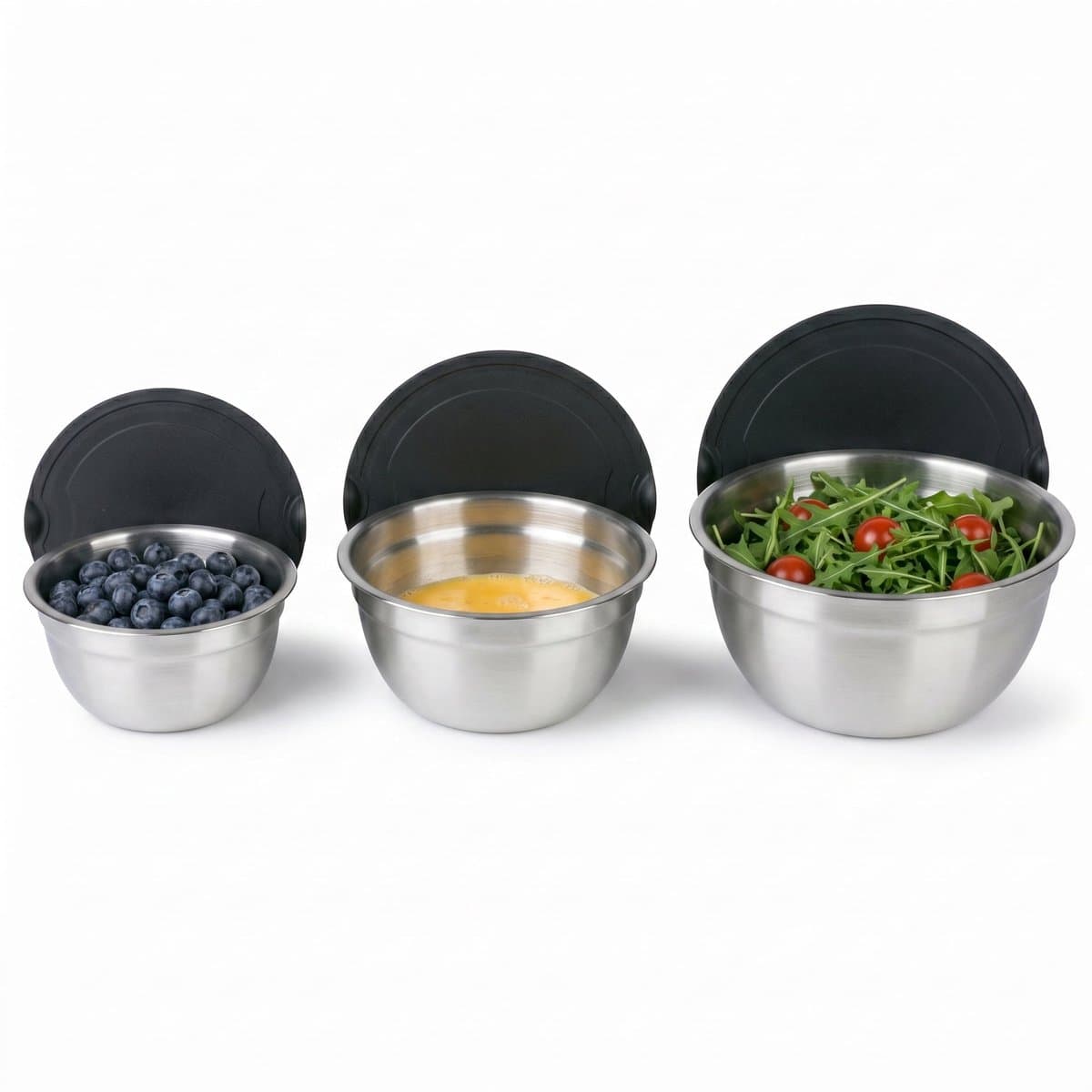 Lomera Mengkommen Set van 3 - Beslagkommen - Saladekommen - Keukenkommen - Serveerschalen - Komset - Stapelbaar - Schalen - Mengkom - Kookgerei - Slakommen - Fruitmand - Roerkom - Vaatwasserbestendig - Verschillende Maten