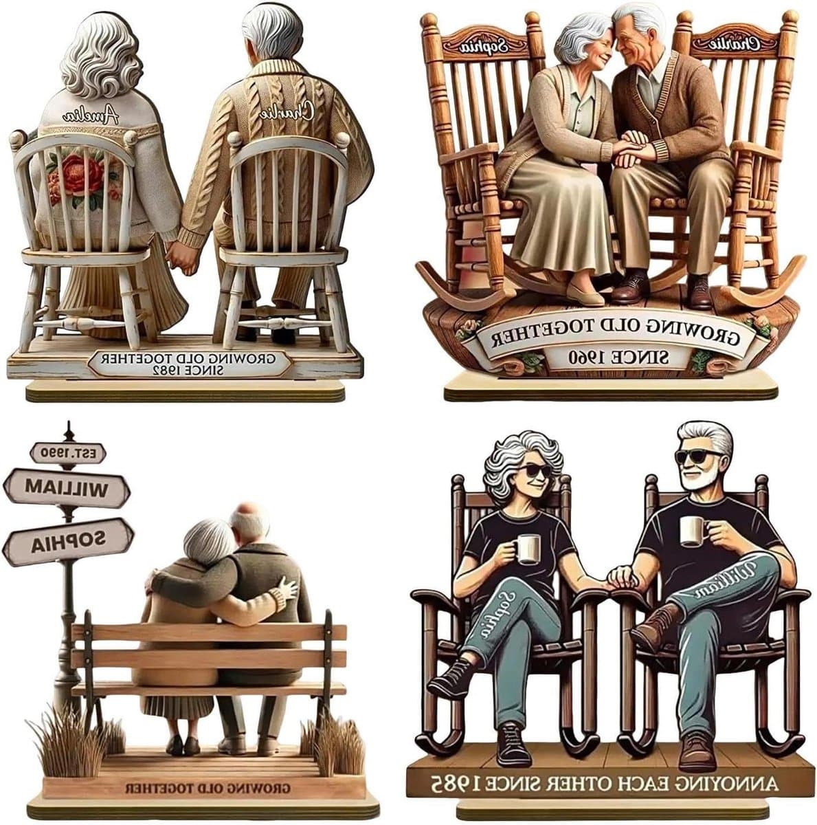 Houten Figuur - Romantisch Ornament - Woondecoratie - Symboliseert Liefde - 15 cm - Natuurlijk Hout
