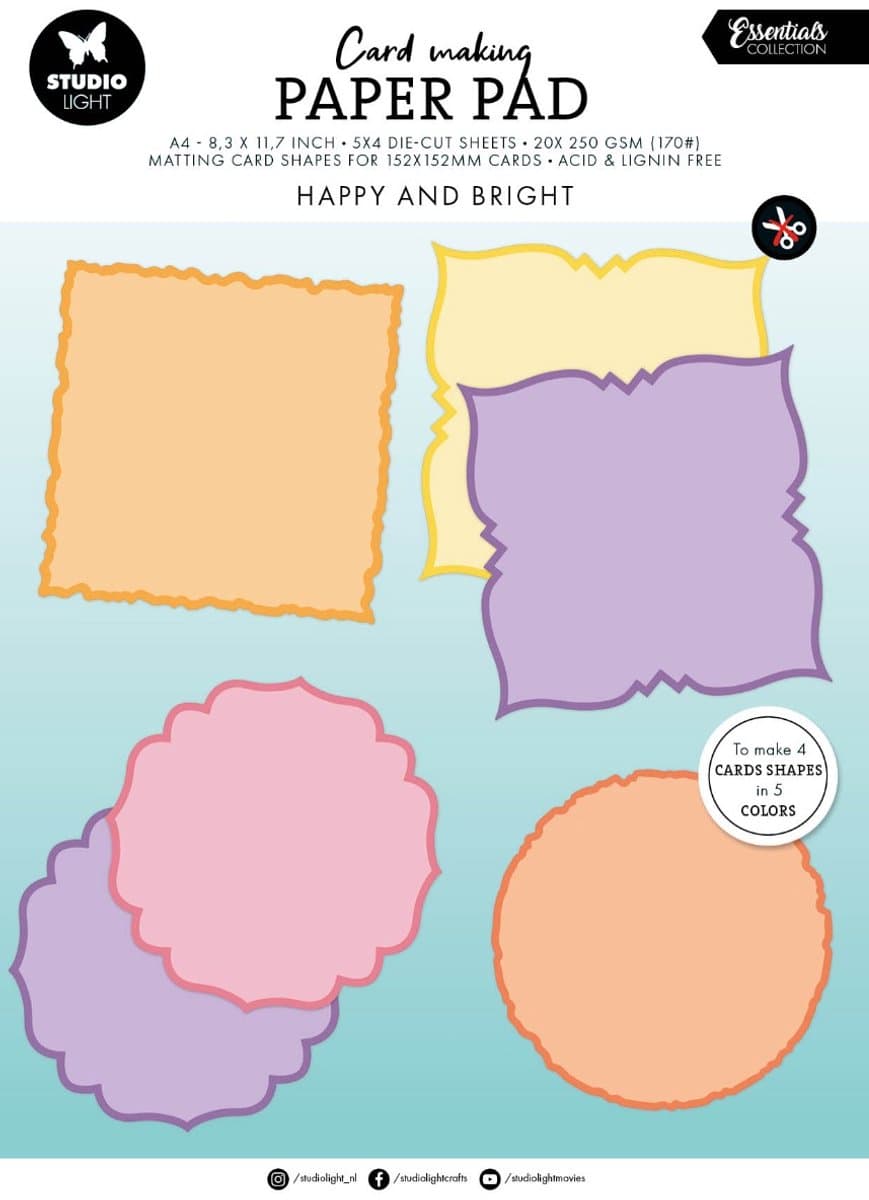 Card making pad Happy and bright vierkant - Essentials nr. 30