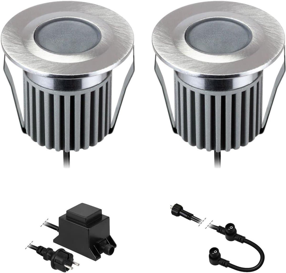 Vloerinbouwlampen LED - Buitenverlichting Rond - Padverlichting Tuin - Beloopbaar tot 400kg - Set van 2 - Aluminium Mat