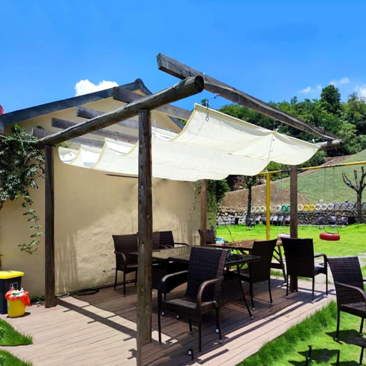 Zonnezeil - Schaduwdoek - Terras Overdekken - Intrekbaar Golfontwerp - 1.5x3m - Grijs