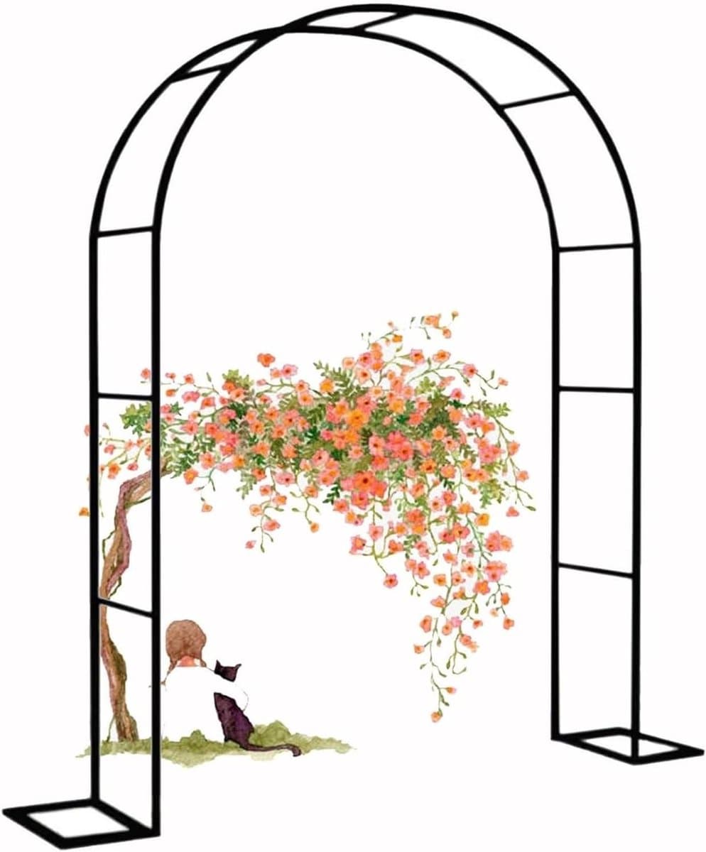 Metalen Klimboog - Tuinboog Rozenboog - Planten Ondersteunen - Roestbestendig Staal - B 180 x H 220 cm - Wit