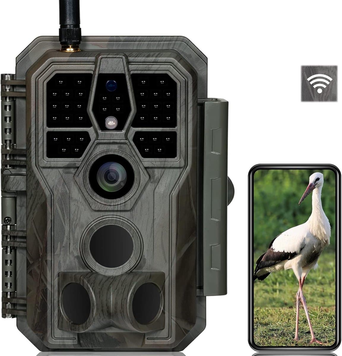 Wildcamera WiFi - Nachtzicht Camera - Dieren Observeren - Snelle Trigger 0.1s - 64MP - Camouflage