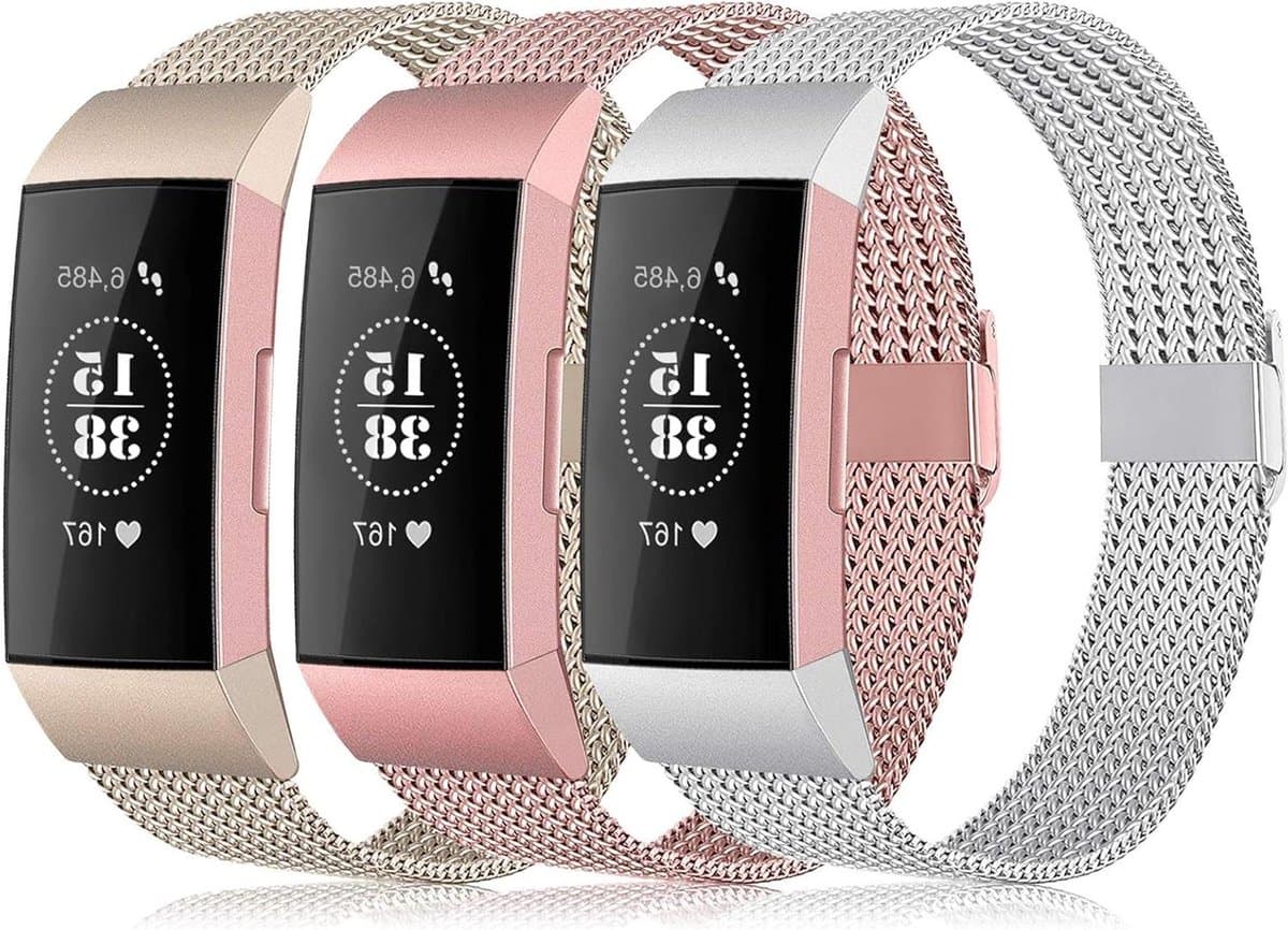 Armband voor Fitbit - Horlogeband Metaal - Dagelijks Gebruik - Verstelbare Sluiting - 0.8 inch Bandbreedte - Roze Champagne Zilver