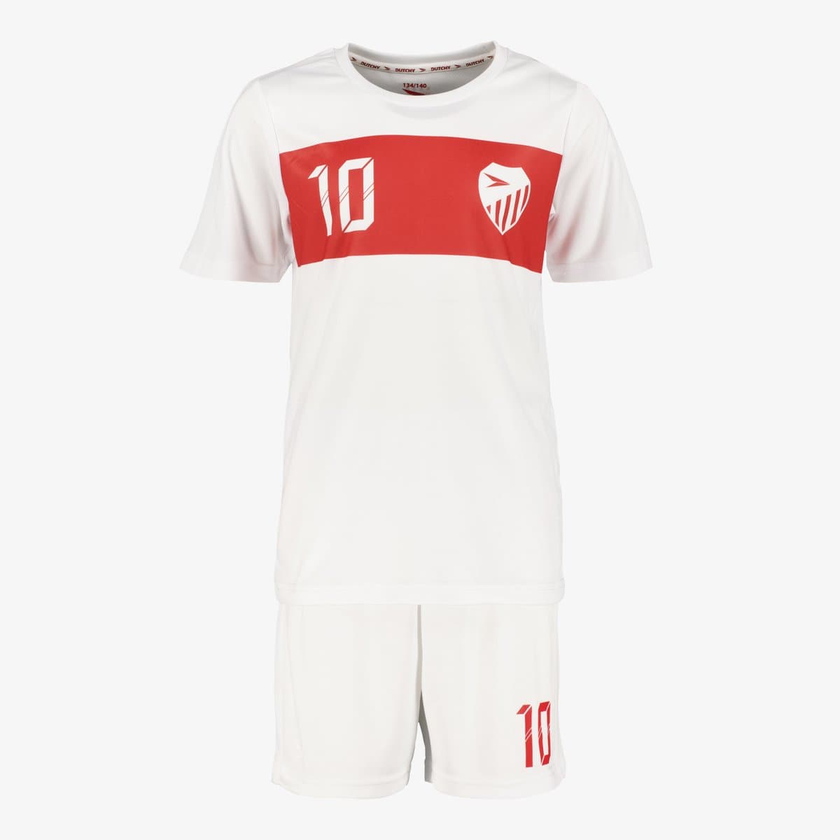 Dutchy tweedelig kinder sport set wit rood - Maat 140