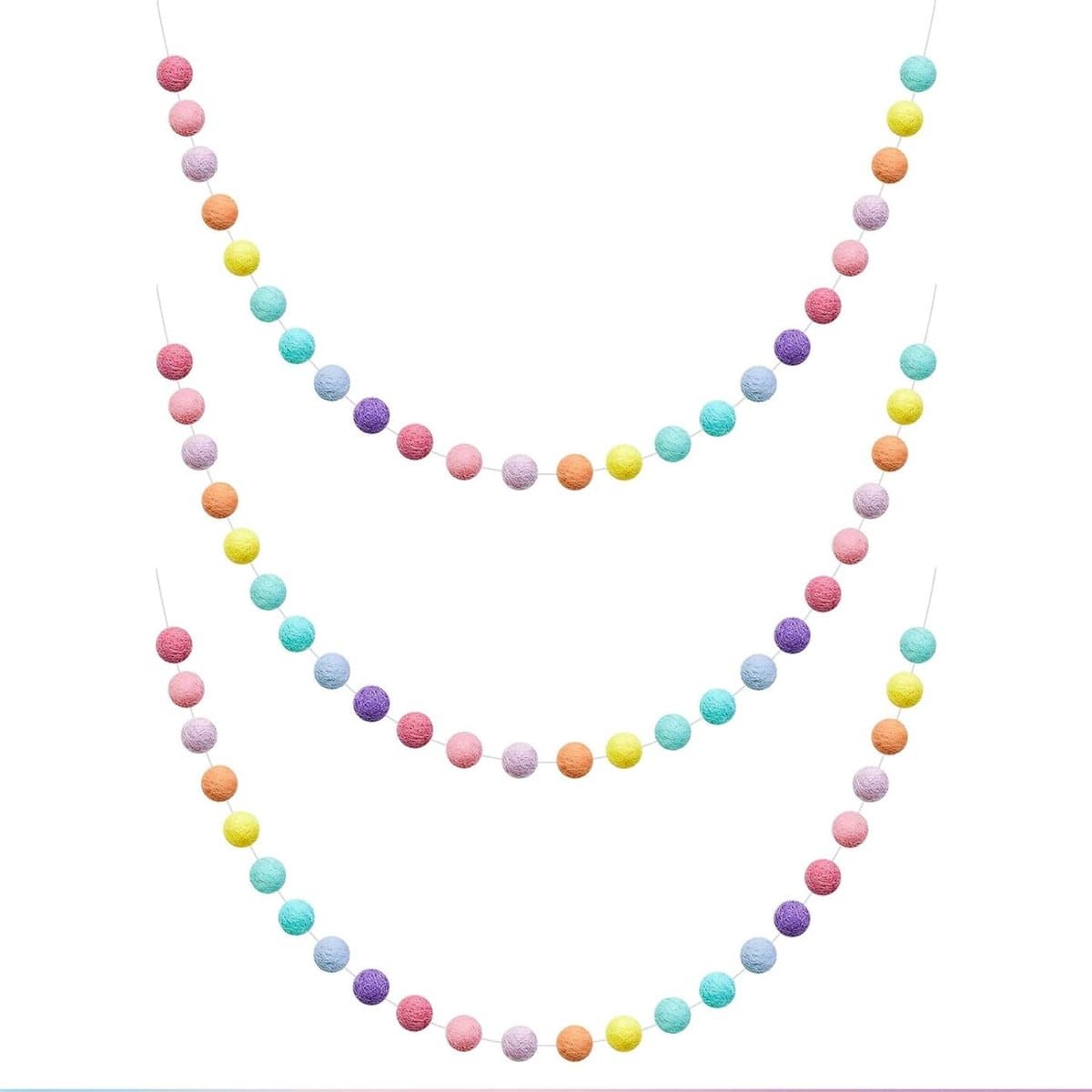 Vilt Regenboog Bol Sluiting 200 cm - Kleurrijke Pompon Versiering voor Feest, Decoratie en Thuisgebruik