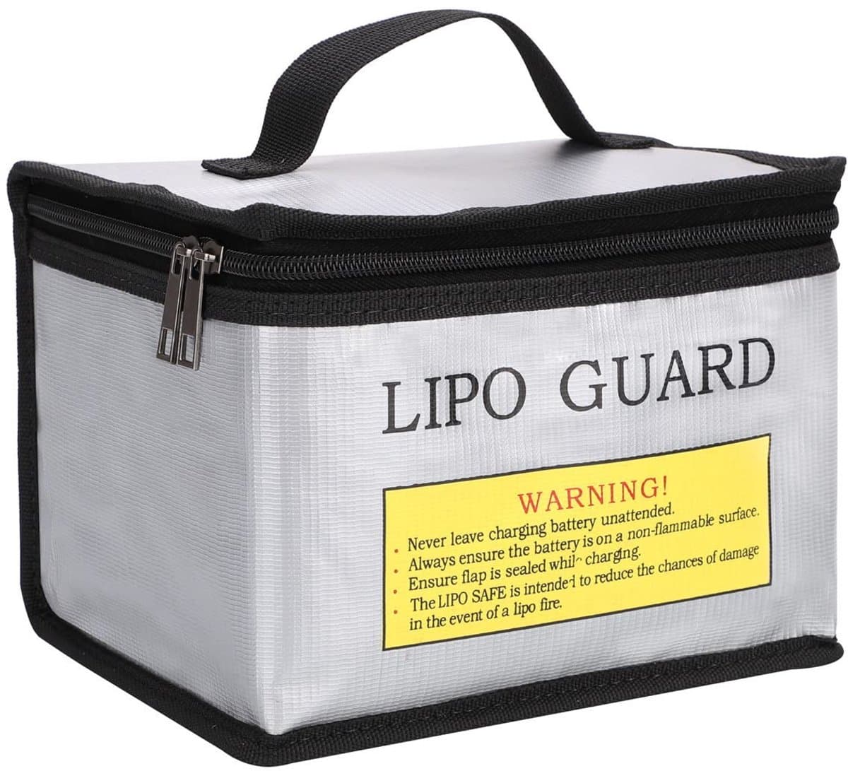 Brandveilige Lipo zak - 215x145x165 mm - Vuurvaste & Explosiebestendige Batterij Tas - Geschikt voor Opladen - Opslag en Transport - Met Voelbare Naaidikte en Temperatuurbestendigheid - Zilver