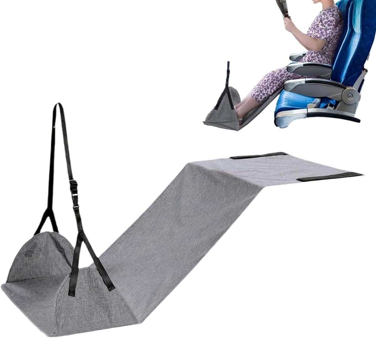 Voethangmat Vliegtuig - Verstelbare Voetsteun - Comfortabel Reizen - Flexibele Hoogte - 100 x 45 cm - Zwart