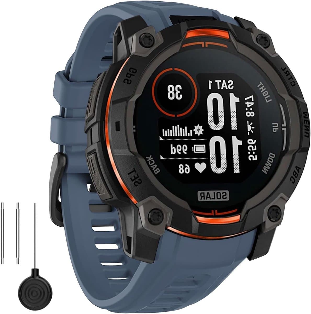 Verstelbare Rubber Sport Watch Band voor Garmin Instinct 3 Solar en Amoled 45mm, Waterdichte en Lichtgewicht Vervangband in Twilight Blue
