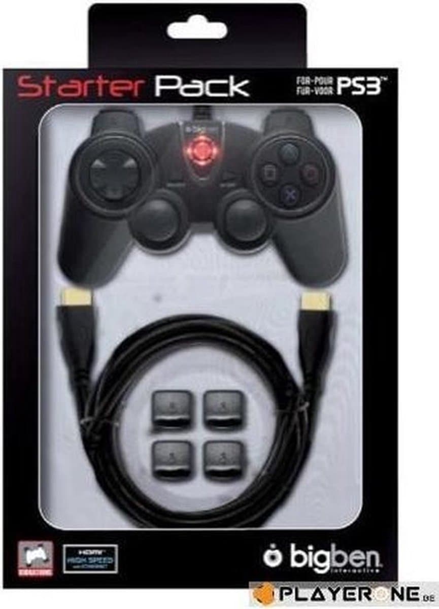 Bigben Controller + Hdmi Kabel + Triggers Zwart PS3 + PC