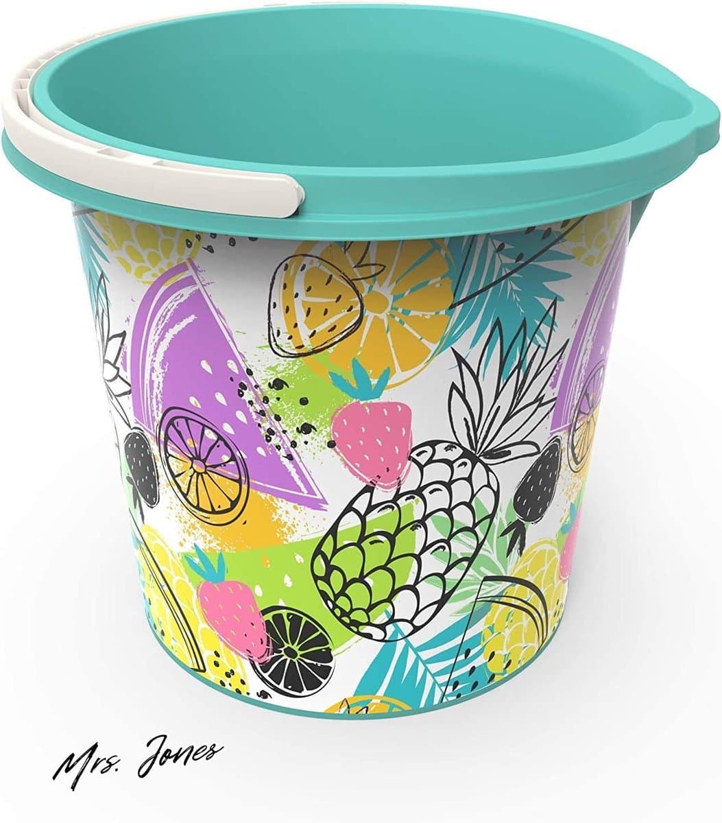 Mrs. Jones Rotho Vario Art Emmer 10l met handvat en tuit Kunststof (PP) BPA-vrij turkoois-ananas 10l (29.2 x 29.2 x 25.9 cm) .