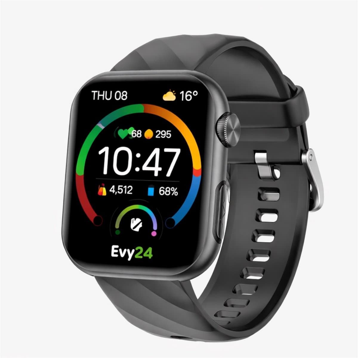 Evy24 AMOLED Smartwatch L2 1,97″ -ECG smartwatch, hartslag- & bloeddrukmonitor, SpO₂ tracker, fitness- & sporthorloge, stappenteller, slaaptracker, oproep- & WhatsApp-meldingen, IP67 waterdicht, 45mm -smartwatch voor dames en heren -Zwart