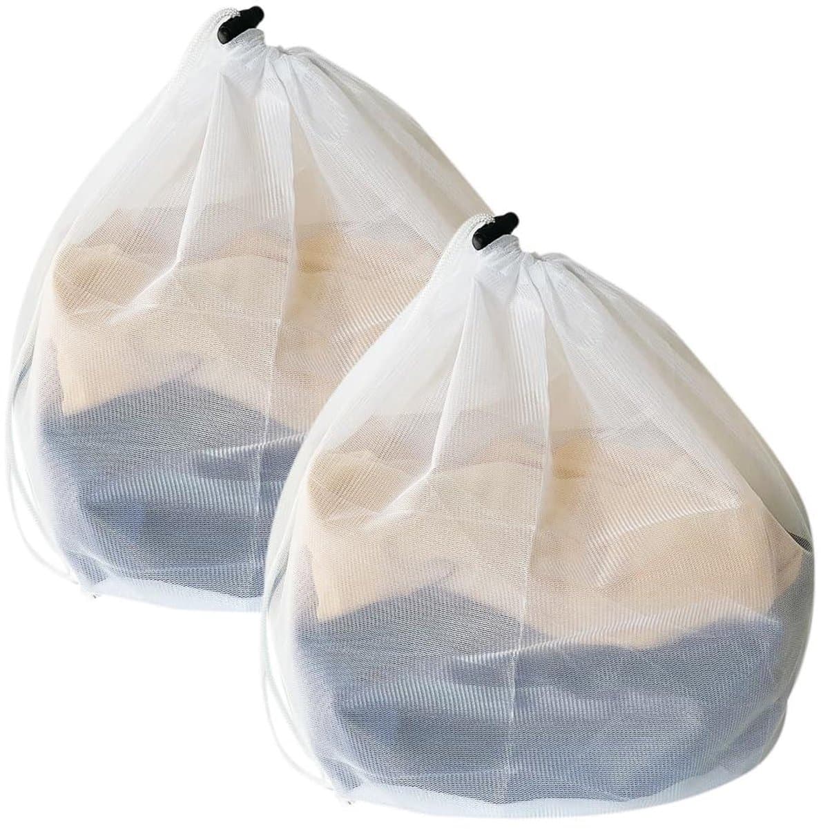 Waszak - Net - Vergrendelbare Trekkoordsluiting En Ruime Afmeting 30 X 40 Cm - 2 Stuks - Draagbaar