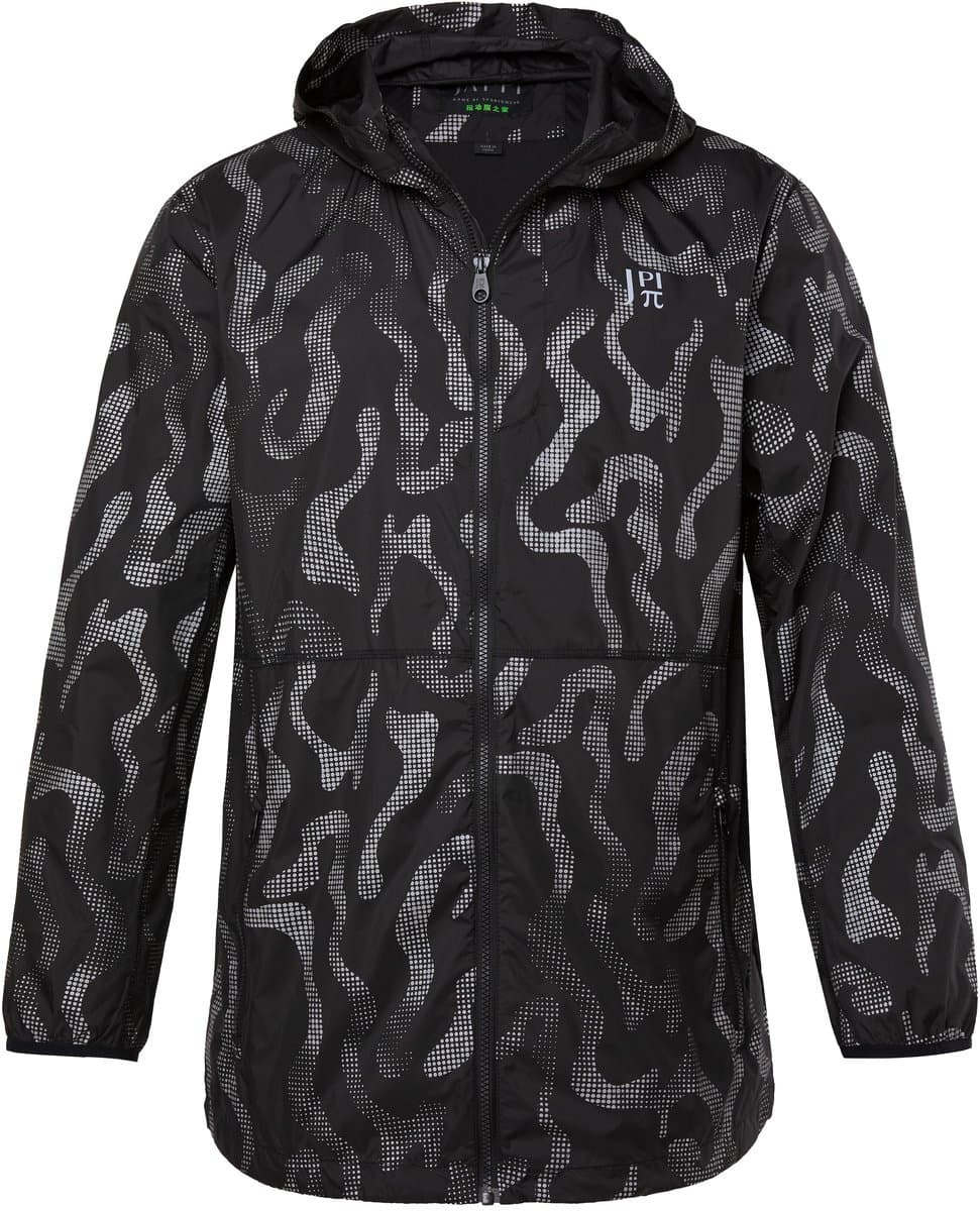 JAY-PI - Heren - jas outdoor verjaardag super licht reflectorprint capuchon - Zwart - Maat 4XL