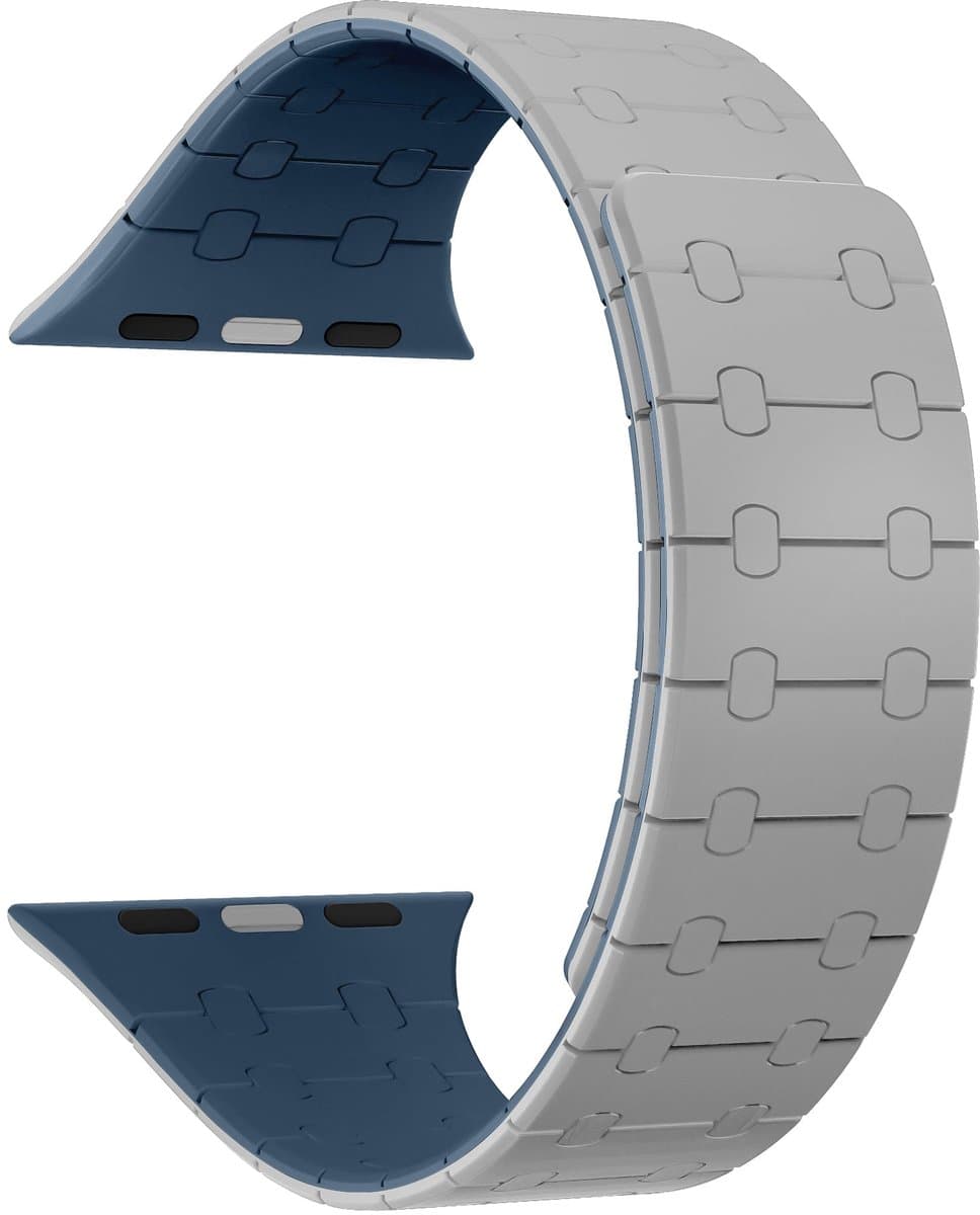 Rixus Magnetic Silicone Band For Apple Watch 38mm, 40mm, 41mm Cloud Grey And Blue