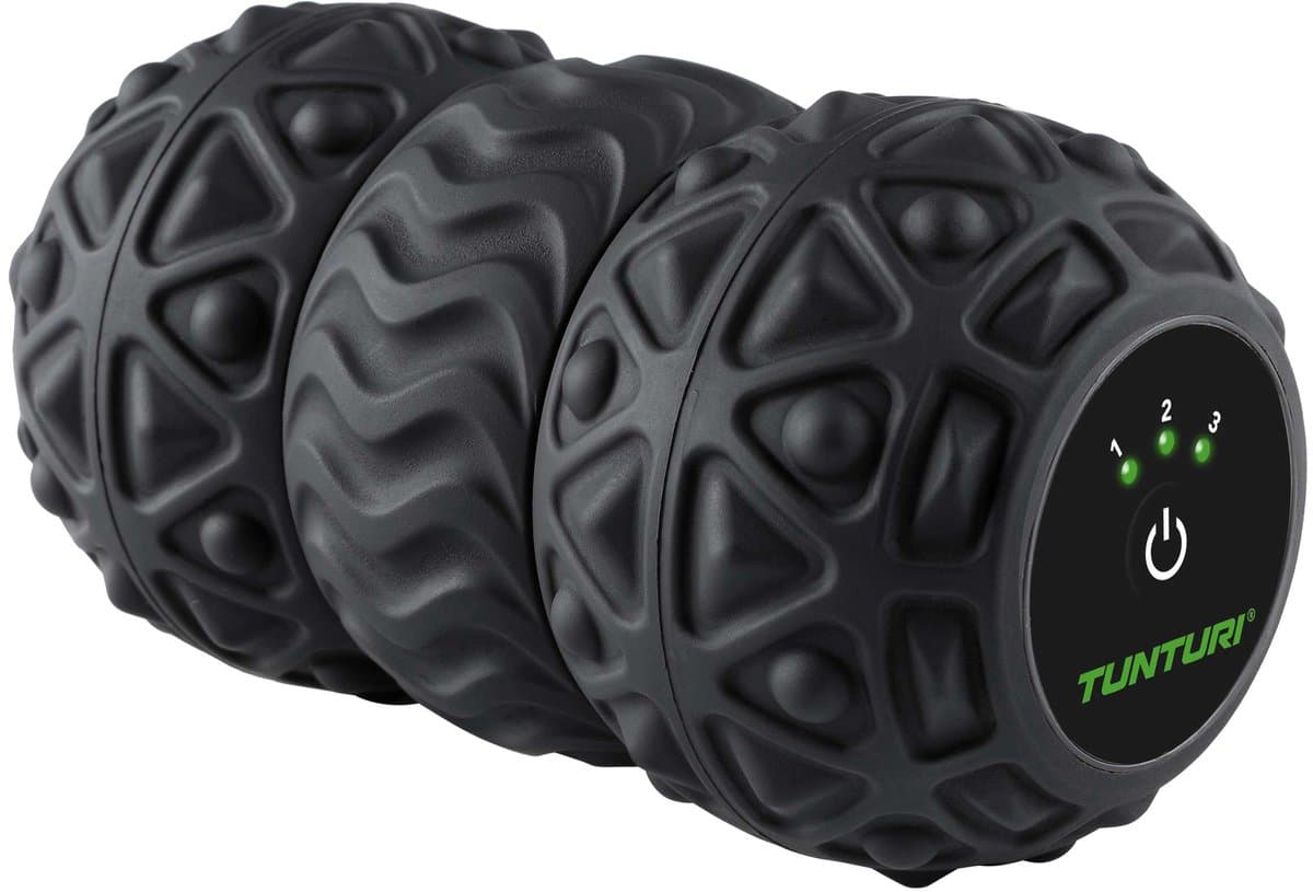 Tunturi Vibrating duo Massage Roller voor rugmassage - voetmassage - elektrische - met 3 niveau's - compact formaat - Zwart