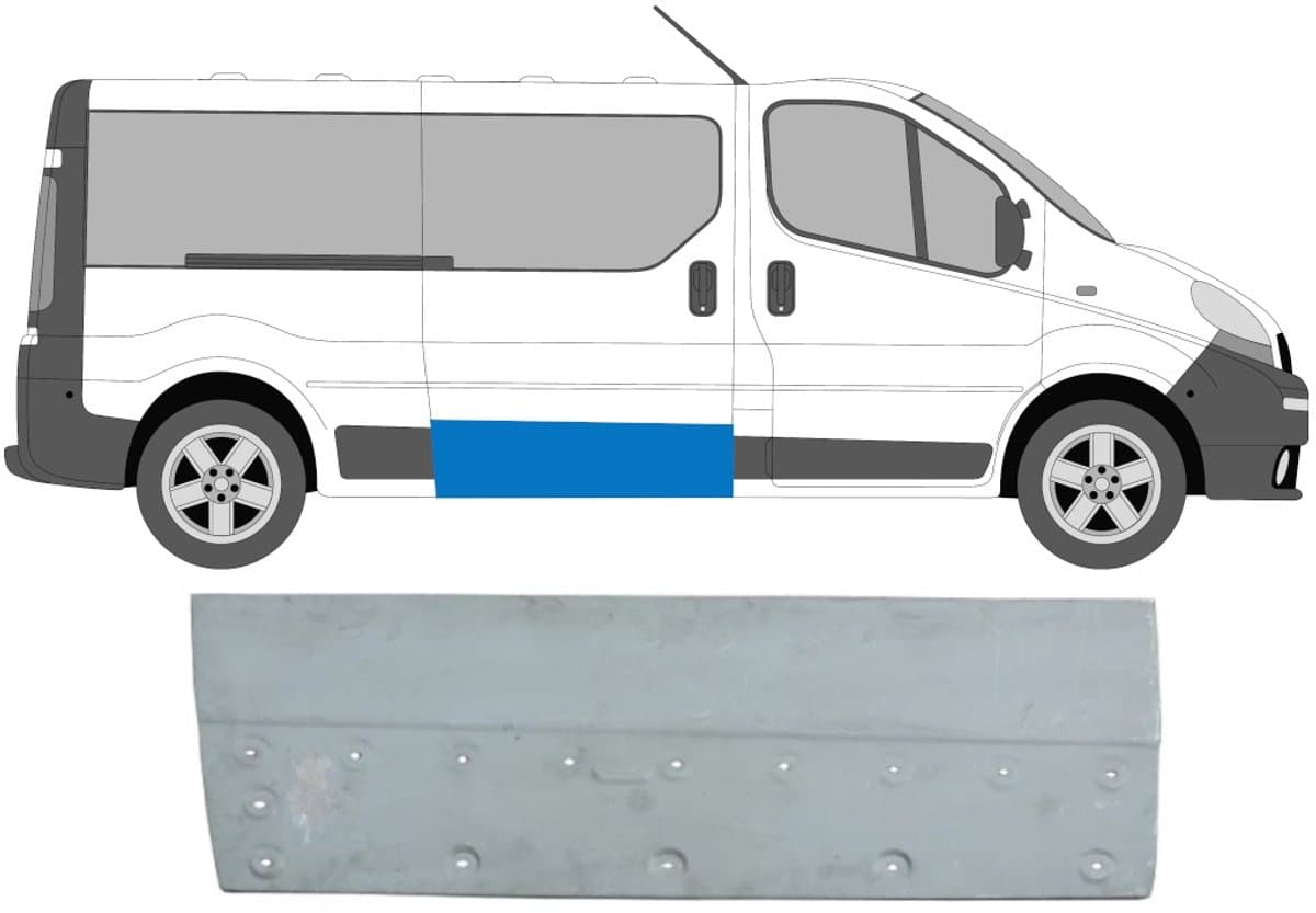 Schuifdeur reparatiepaneel buiten voor Opel Vivaro 2001-2014 / Rechts