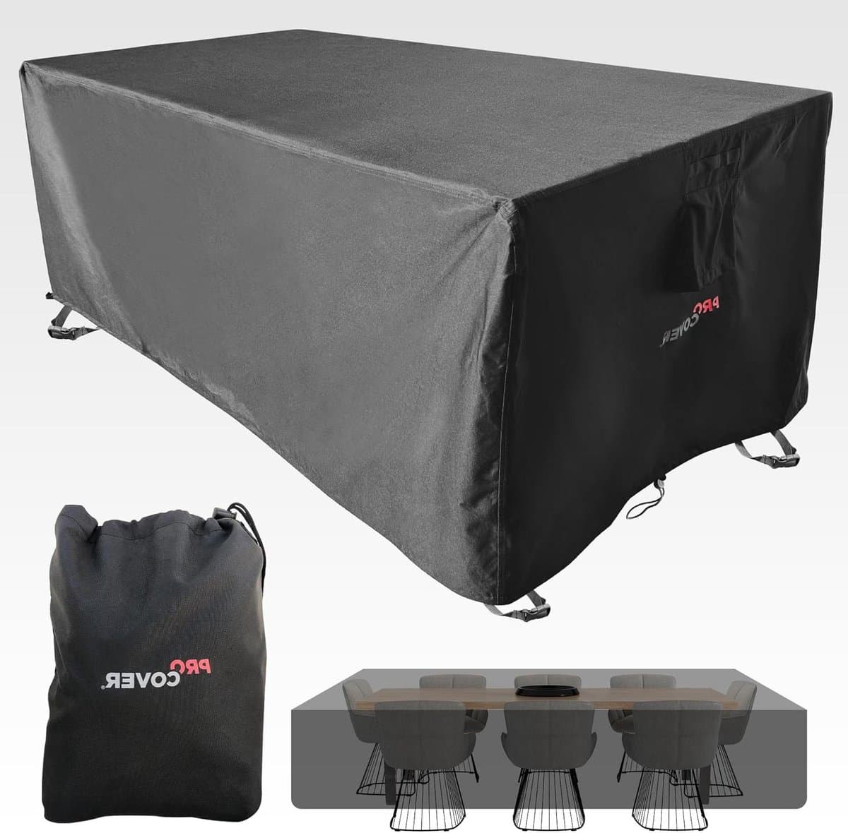 Tuinmeubelhoes - Terrasovertrek Beschermhoes - Meubels Beschermen - Waterdicht 600D Oxford - 210 x 130 x 70 cm - Zwart