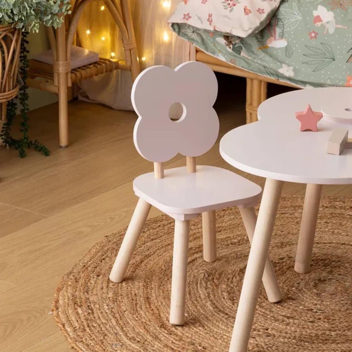 Atmosphera Kinderstoel met Bloemenrugleuning - Roze, 27 x 26,5 x 47,5 cm