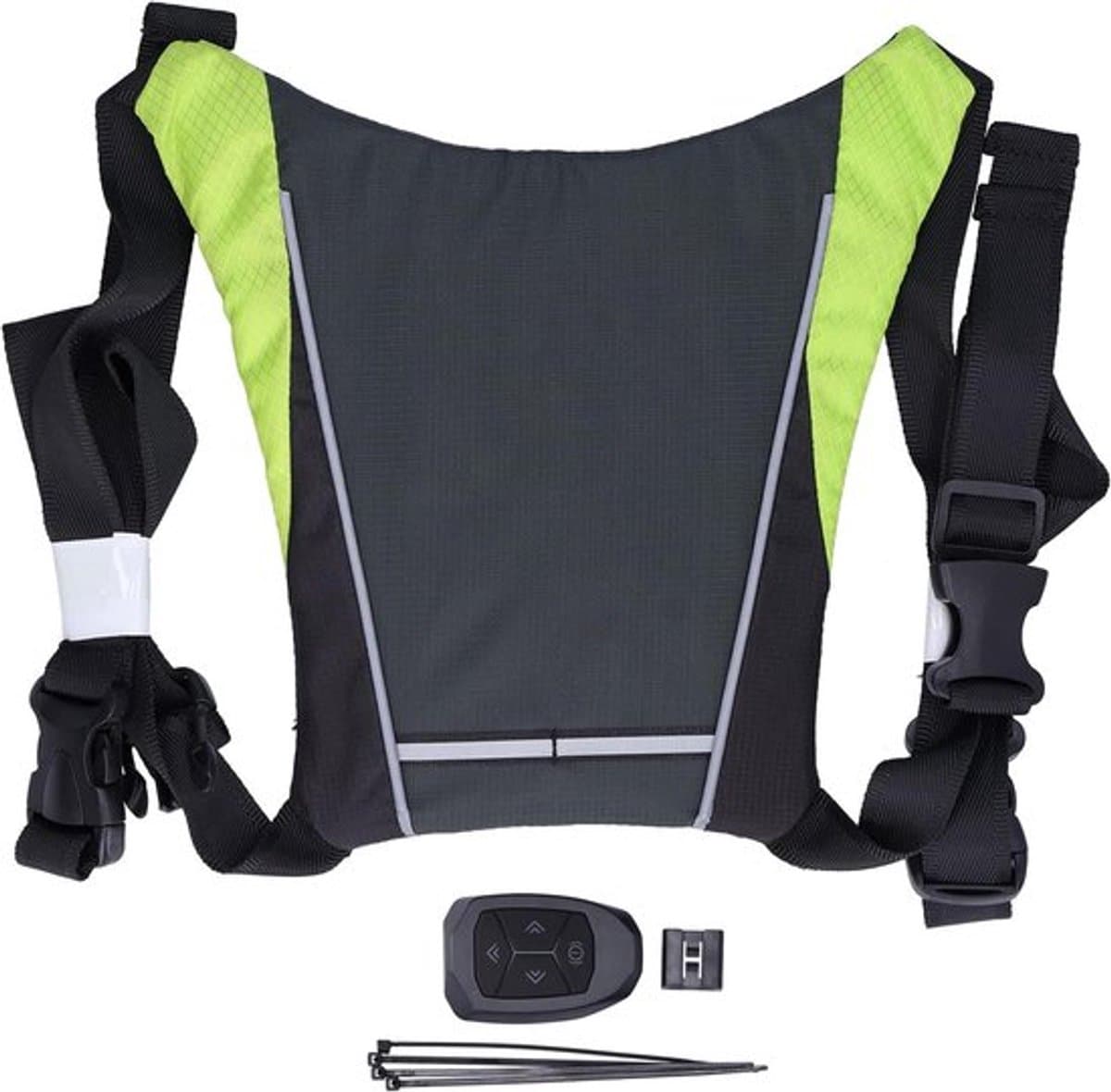 Veiligheidswaarschuwingsvest voor Fietsen - LED-verlichting - Draadloos - Grijs - Hardlopen Fietsen Veiligheidswaarschuwingsvest met Afstandsbediening.