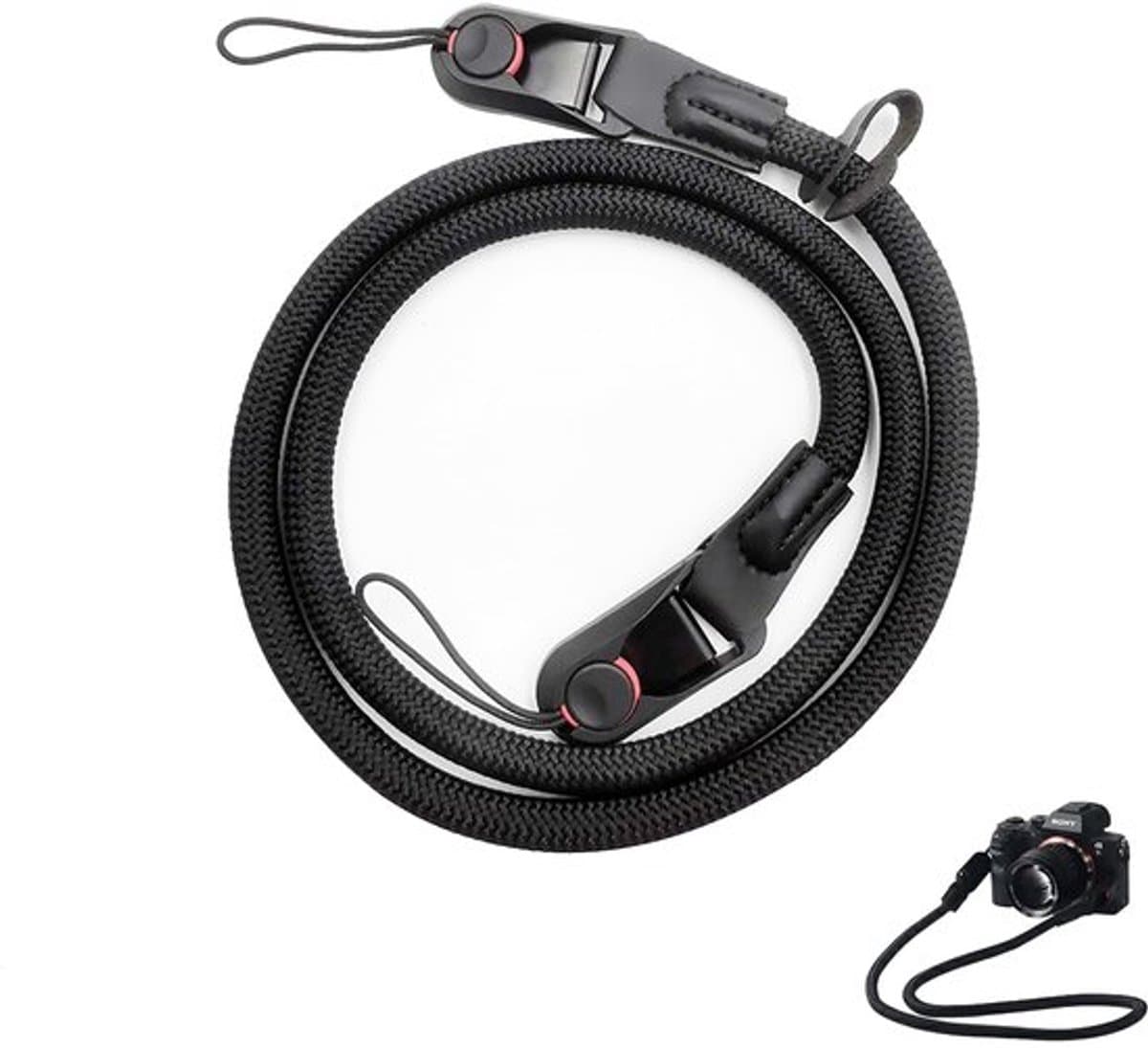 Camerariem Snelsluiting - Camerariem Klimtouw - Schouderriem - Draagband voor SLR/DSLR - Hoogwaardig Nylontouw - Lengte: 116 cm - Camera Strap