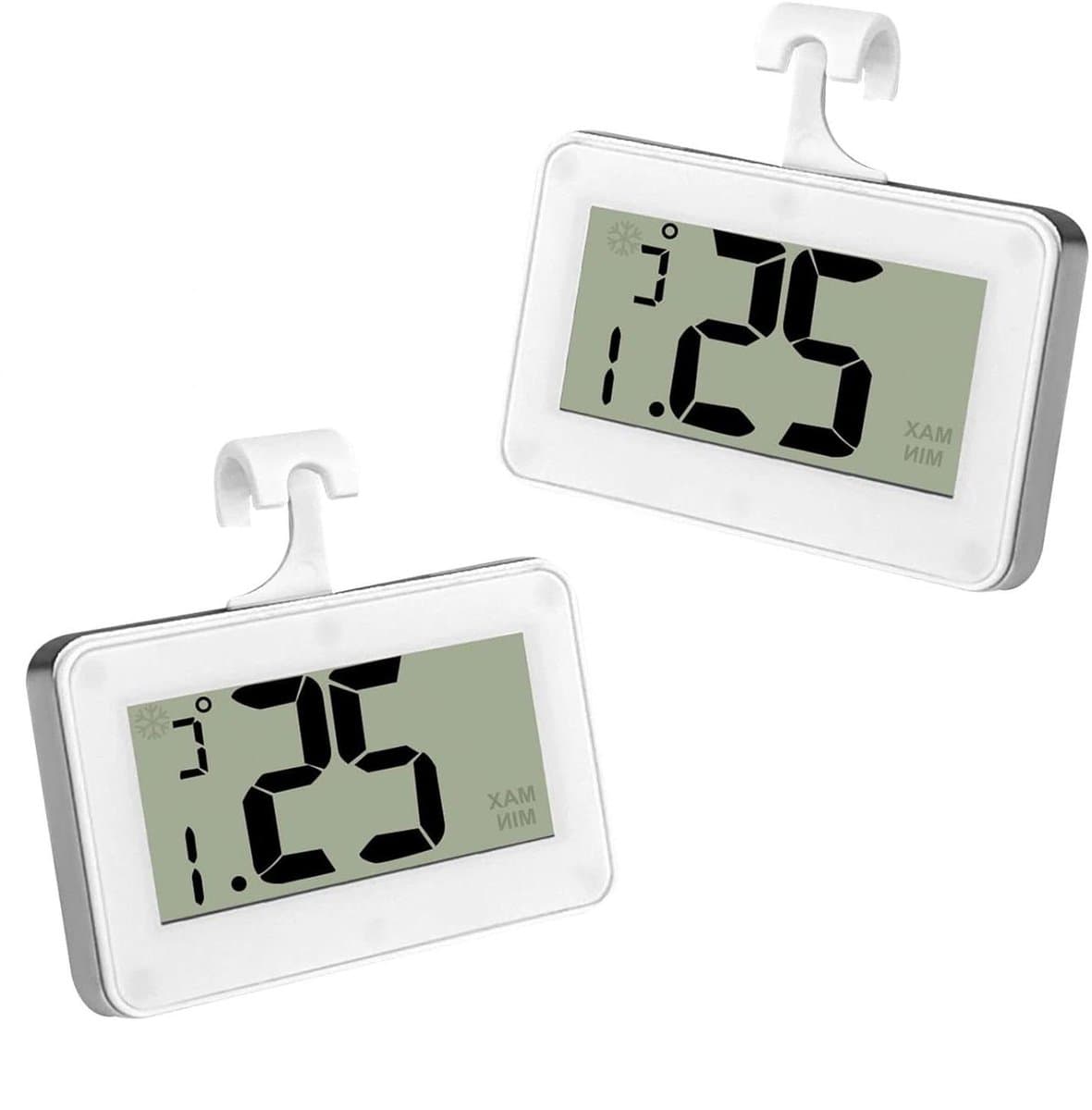 Koelkastthermometer - Vriesmeter - Temperatuur Bewaken - Haak Bevestiging - 2 Stuks - Wit