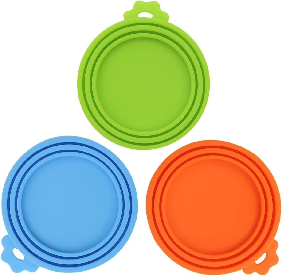 3 pakjes blikjes dierenvoeding met universele deksels voor veiligheid/siliconen deksels voor honden- en kattenvoer (groen + blauw + oranje)