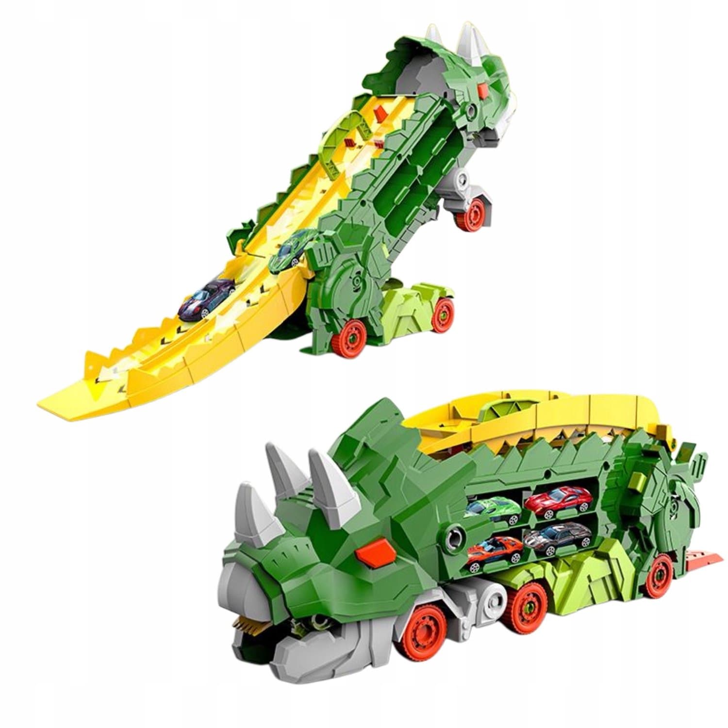 Dino Vrachtwagen Racebaan 3-in-1 met 8 Autootjes