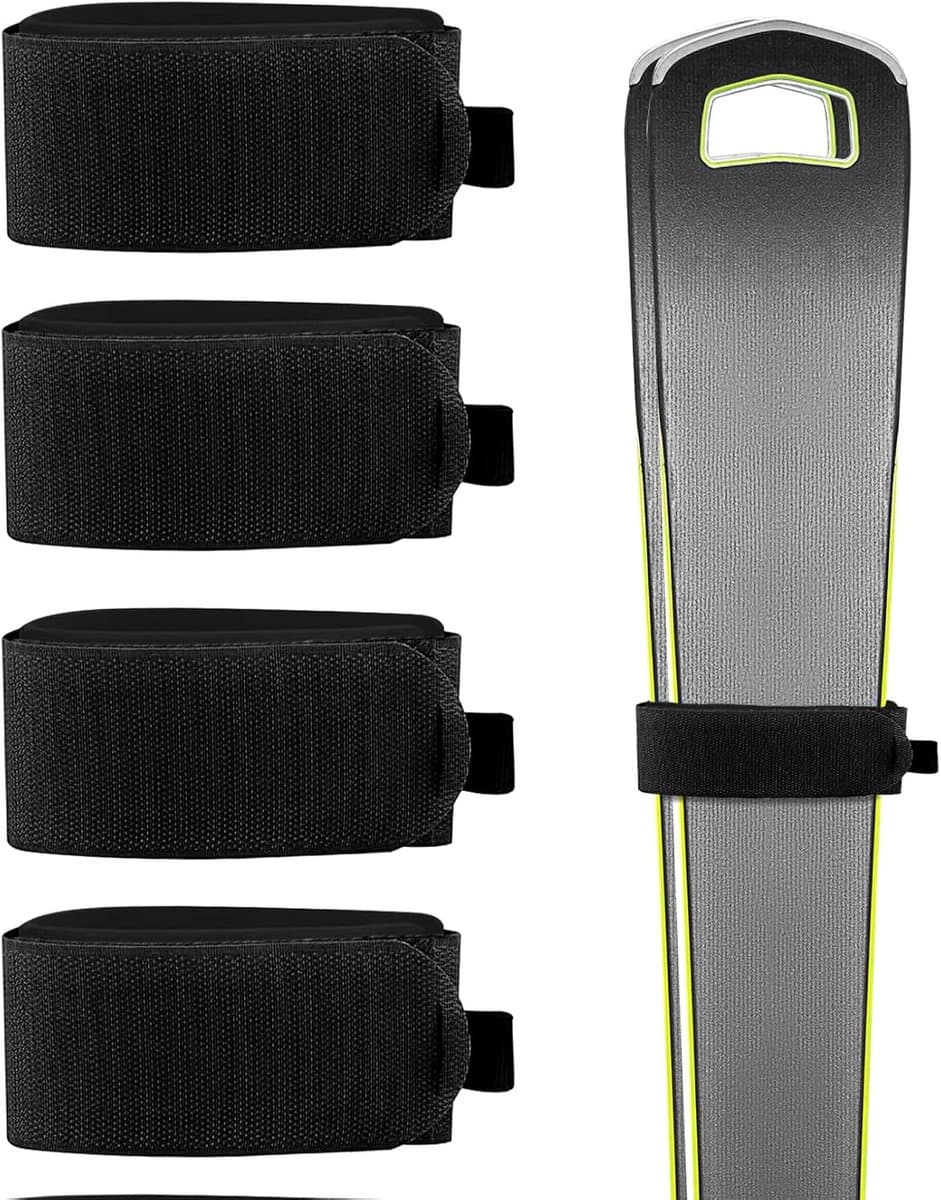 Set van 4 Verstelbare Skistrings met Antislip Beschermpads voor Ski, Snowboard en Stokken Transport - EVA Vulling en Duurzaam Ontwerp